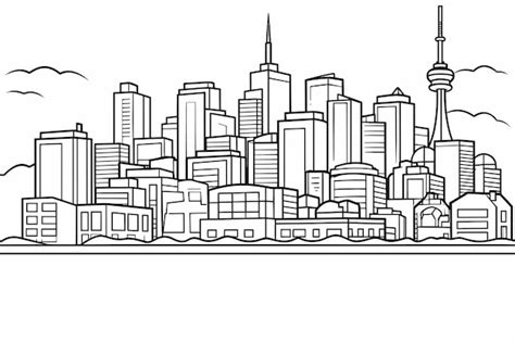 Premium Vector | Thin line style city panorama outline cityscape wide ...