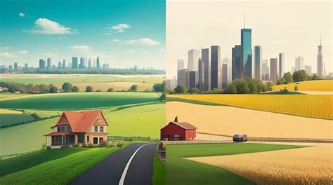 Premium AI Image | Urban Vs Rural Real Estate A Visual Journey Through ...