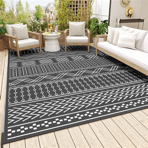 Outdoor Rug Carpet Waterproof 8x10ft Patio Rug Mat Indoor Outdoor Area ...