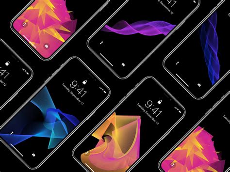 Colorful abstract iPhone wallpapers in a sea of black