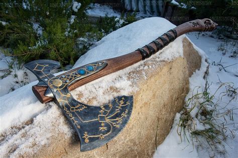 God Of War Kratos Axe Fully Handmade Replica Carbon Steel Leviathan Axe ...