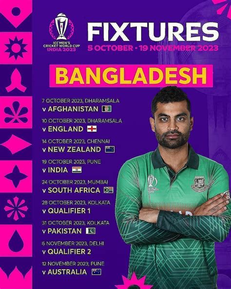 Bangladesh Cricket World Cup 2023 Schedule, Match Time & Venue