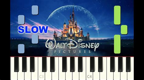 SLOW SUPER EASY piano tutorial "DISNEY INTRO THEME" for beginners, with ...