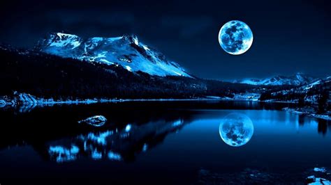 Wallpaper Full Moon Over Lake and Mountain, Background - Download Free ...