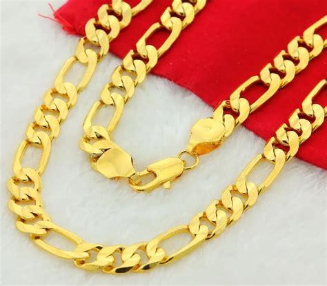 2020 Pure Gold Color Men Chain Necklace Jewelry,Plated 24k Gold 10mm ...