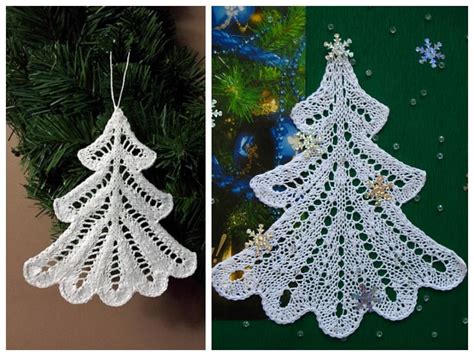 This cute lace Christmas Tree Ornament free knitting pattern is a great ...