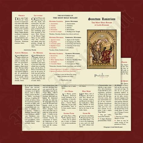 Latin-English Rosary pamphlet includes prayers and mysteries of the ...