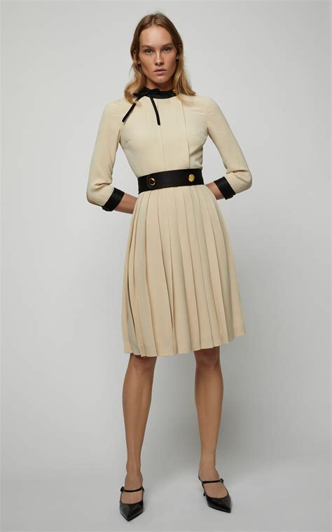 Button-Detailed Pleated Crepe Midi Dress by Prada | Moda Operandi ...