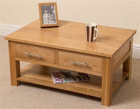 OAK FURNITURE KING Small Oak Coffee Table with Storage | Natural Oak ...