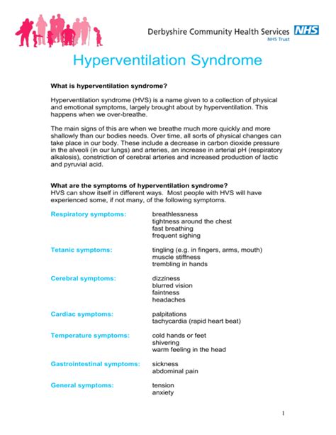 Hyperventilation Syndrome - Derbyshire Community Health Services