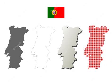 Premium Vector | Portugal vector outline map set