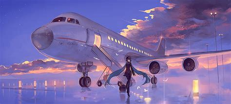 HD wallpaper: Airplane and woman painting, Hatsune Miku, Vocaloid ...