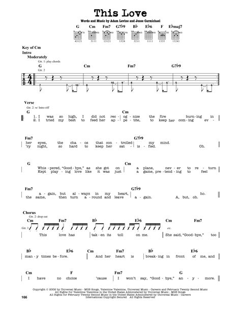 This Love by Maroon 5 - Guitar Lead Sheet - Guitar Instructor