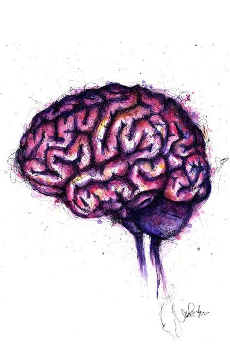 Brain Painting Unique Anatomy Art Print Watercolor and Ink Painting ...