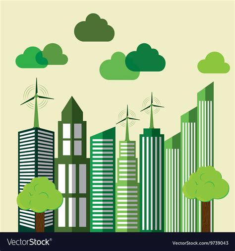 Eco building city design graphic Royalty Free Vector Image