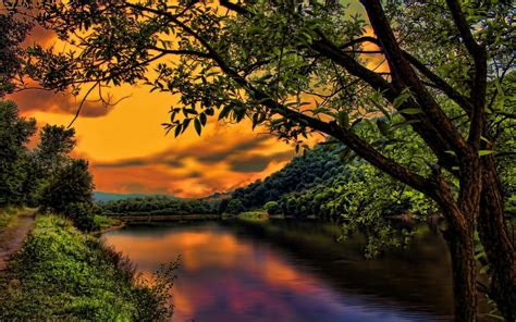 nature, Landscape, Sunset, Trees, Clouds, Path, Hill, Forest, HDR ...