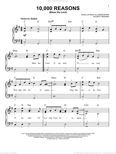 Passion 10,000 Reasons (Bless The Lord) Sheet Music Notes, Chords ...