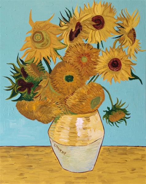 Hand Painted Vincent Van Gogh Sunflowers Painting Reproduction | Etsy