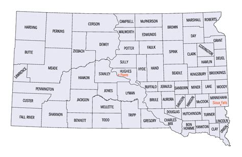 South Dakota Counties Map