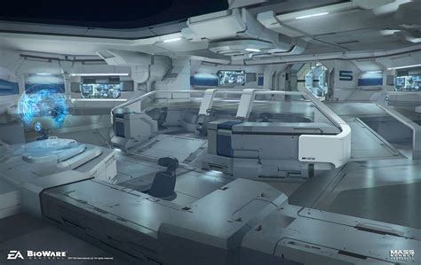 Spaceship interior, Mass effect, Sci fi concept art