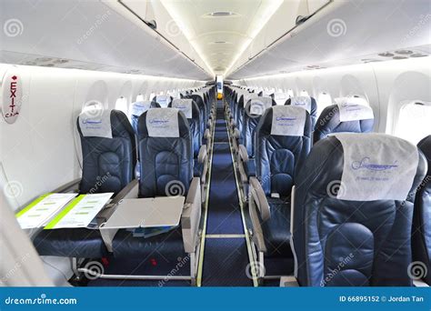 Interior Of Bombardier Q400 Nextgen Turboprop Plane At Singapore ...