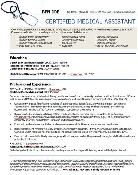 Medical Assistant Sample Resume | Sample Resumes