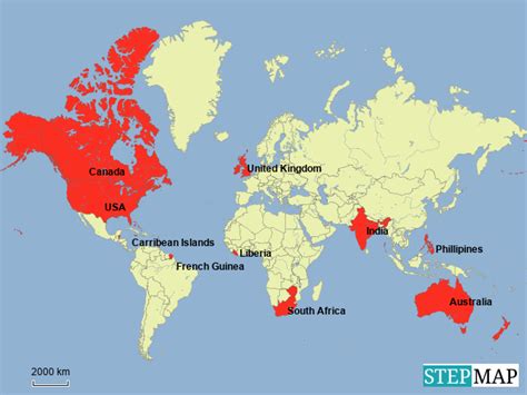 World Map English Speaking Countries