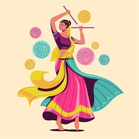 Illustration Of Woman Playing Garba Dance For India Festival | Fabric ...