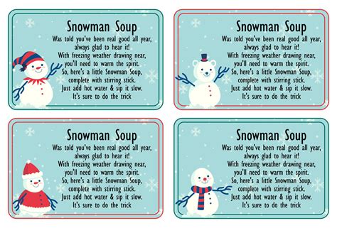 Template Free Printable Snowman Soup Labels