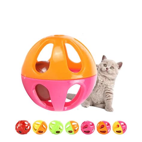 10pcs/set Plastic Small Cat Pet Sound Toy Cat Toys Hollow Out Round Pet ...