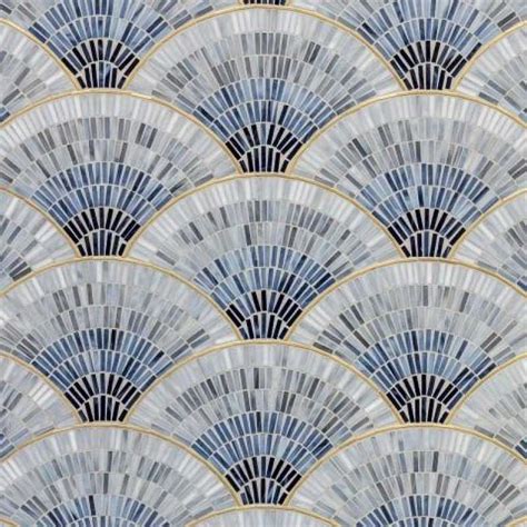 Blue Ombre Glass and Brass Fan Mosaic -- Mosaic Tile, at The Tilery ...