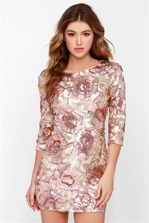 Pretty Pink Dress - Sequin Dress - Rose Gold Dress - $85.00 - Lulus