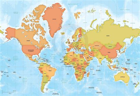 Vector Map World Bathymetry Mercator Europe One Stop Map - Europe Globe Map