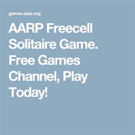 AARP Freecell Solitaire Game. Free Games Channel, Play Today ...