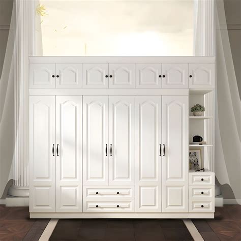 Contemporary White Wardrobe Cabinet Engineered Wood Storage Cabinet ...