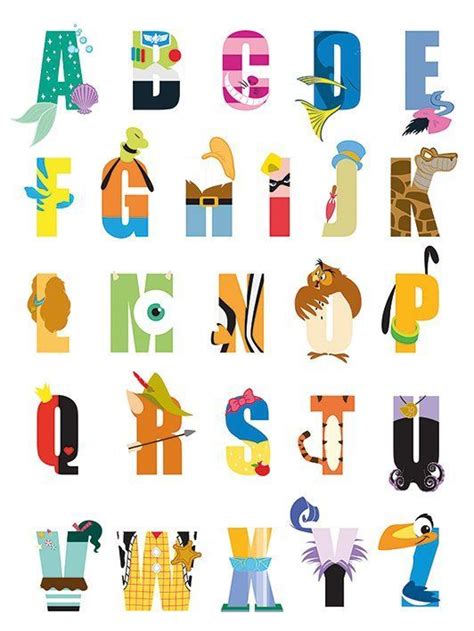 Disney Alphabet Textual Art on Canvas | Disney alphabet, Disney themed ...