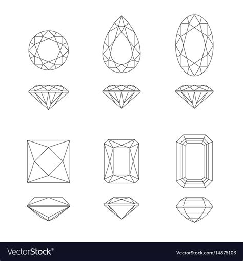 Diamond and gemstone shapes Royalty Free Vector Image