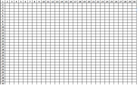 Printable Multiplication Table 1-30 Charts & Worksheet