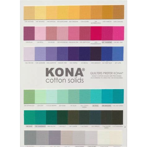 Robert Kaufman Kona Color Cotton Card New 2014 - 303 Colors | Fabric ...