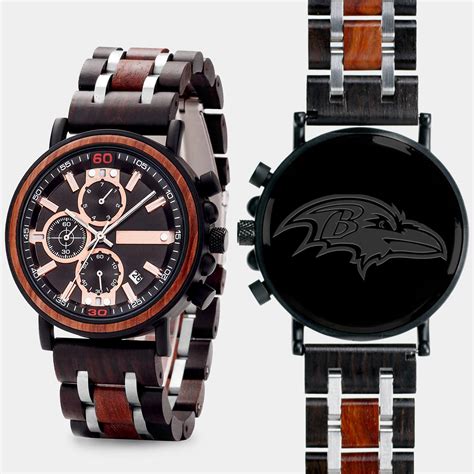 Baltimore Ravens Wooden Wristwatch | Mahogany And Walnut Wood ...