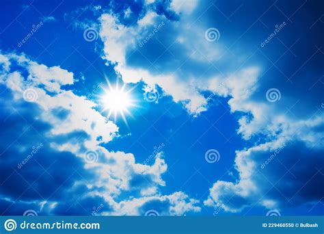 Blue, Blue Sky with Sun in Frame Stock Photo - Image of blue, light ...