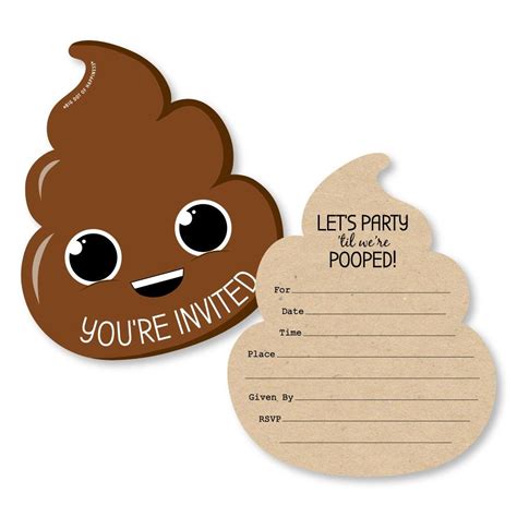 Party til you re pooped shaped fill in invitations poop emoji party ...