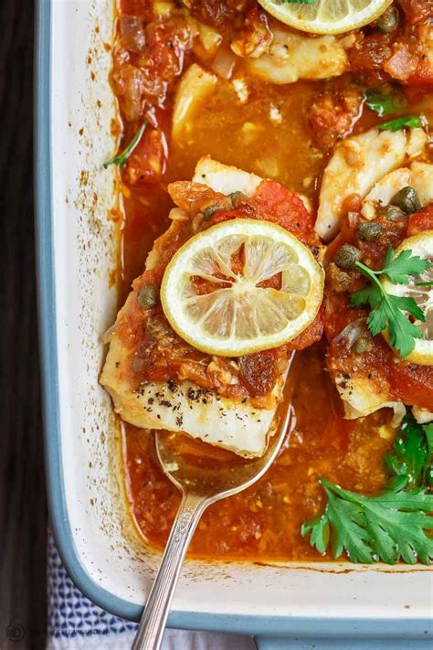 Mediterranean Baked Fish Recipe with Tomatoes and Capers (Video ...