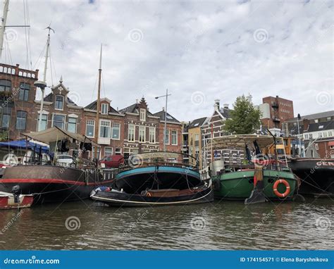 Ships Houses in the Canal of Groningen Editorial Photo - Image of ...