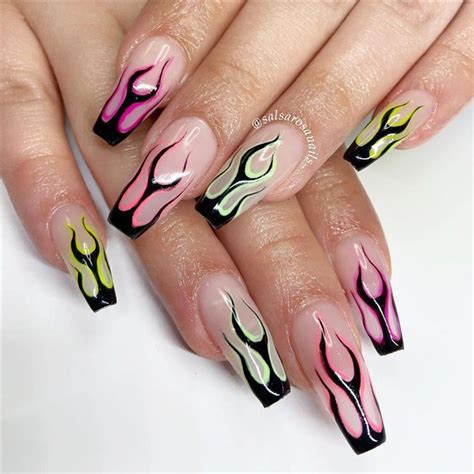 40 Cool Acrylic Flame Nails Designs – The Newest Summer Manicure Trend ...