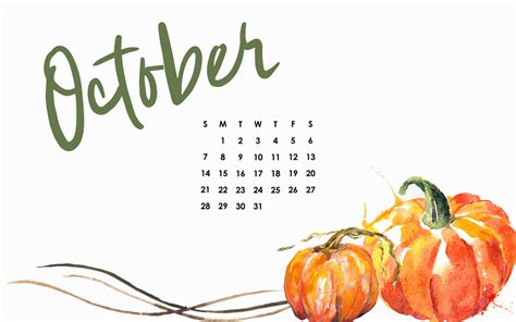 Download October Calendar With Pumpkins And Leaves Wallpaper ...