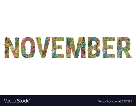 Word november decorative entangle object Vector Image