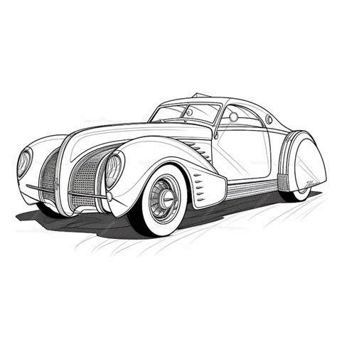 Premium Photo | A drawing of a classic car with a top down generative ai