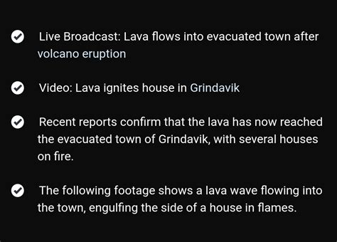 Volcano Eruption: Lava Reaches Grindavik : r/newswall