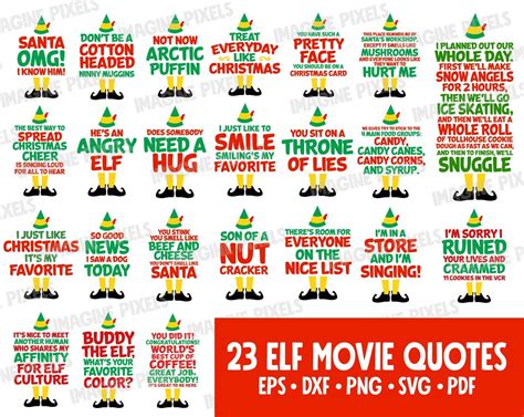 Buddy The Elf 23 Movie Quotes Editable SVG PNG DXF eps pdf for | Etsy ...